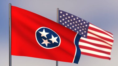 Tennessee 3D bayrağı rüzgar sallayarak. 