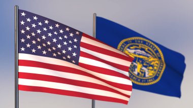 Nebraska 3D bayrağı rüzgar sallıyor. 