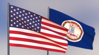 Rüzgar sallayarak Virginia 3D bayrağı. 