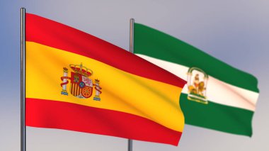 Endülüs 3D bayrağı rüzgar sallıyor. 