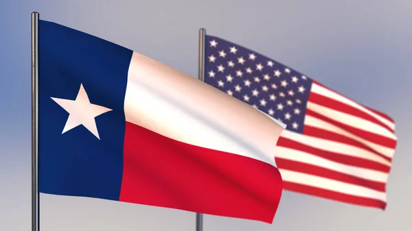 Texas 3D flag waving in wind.