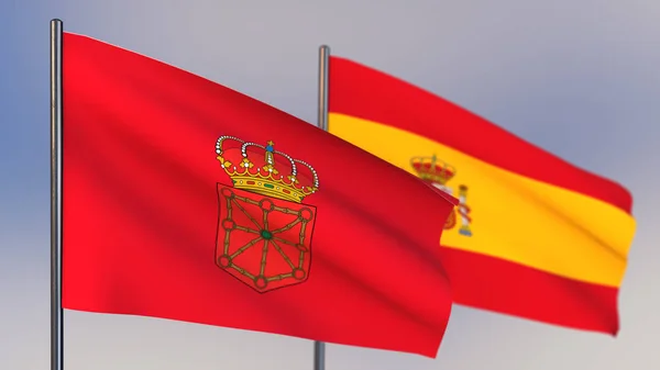 Bandiera Navarro 3D sventola nel vento . — Foto Stock