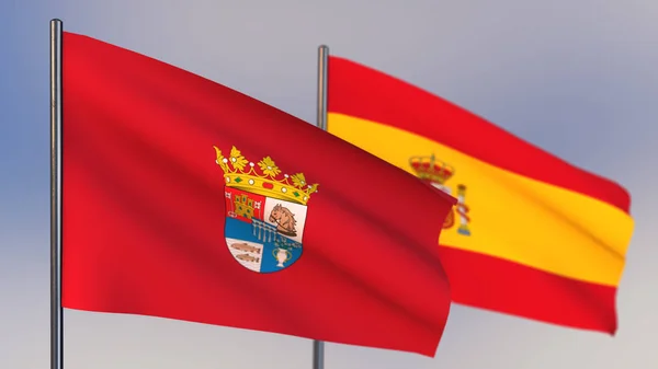 Segovia 3D flagga viftande i vinden. — Stockfoto