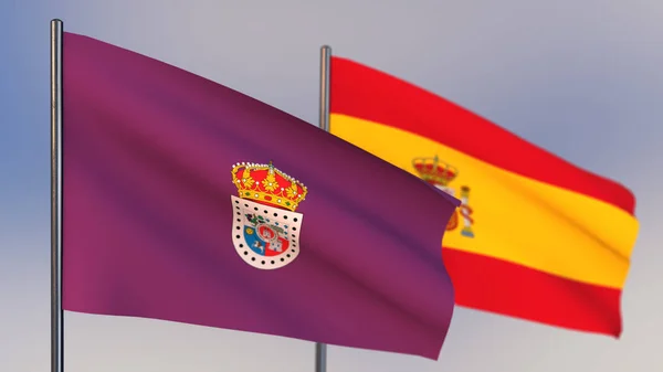 Soria 3D bayrağı rüzgar sallayarak. — Stok fotoğraf