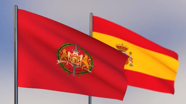 Bandera Valladolid 3D ondeando en viento . — Foto de Stock