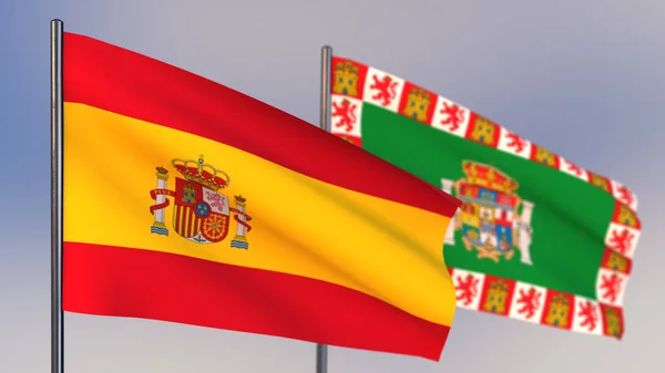 Bandera de Cádiz 3D ondeando con viento . —  Fotos de Stock