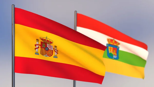 La Rioja 3D bayrağı rüzgar sallayarak. — Stok fotoğraf