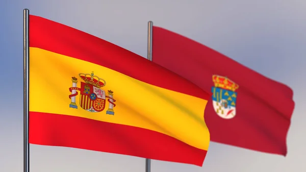 Bandera Salamanca 3D ondeando con viento . — Foto de Stock