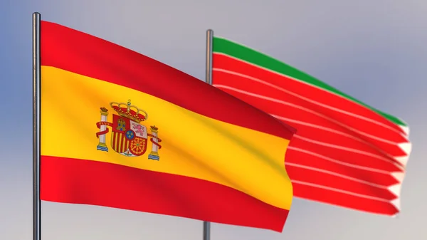 Zamora 3D bayrağı rüzgar sallayarak. — Stok fotoğraf