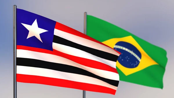 Maranhao 3D-Flagge weht im Wind. — Stockfoto