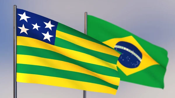 Bandeira de Goiás Bandeira 3D acenando no vento . — Fotografia de Stock
