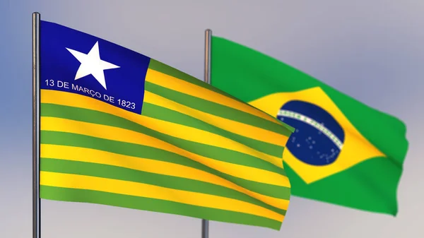 Piaui Bandiera 3D sventola nel vento . — Foto Stock