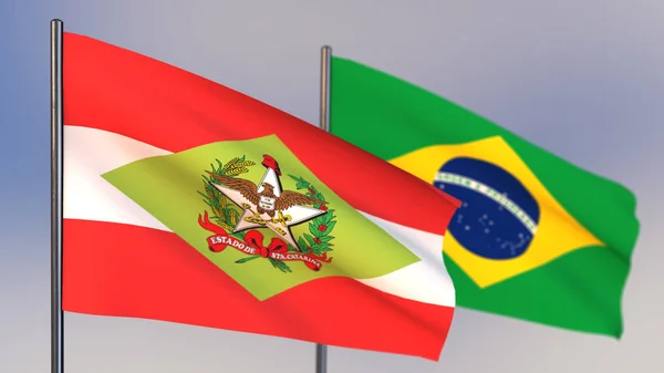 Santa Catarina 3D vlag zwaaien in de wind. — Stockfoto