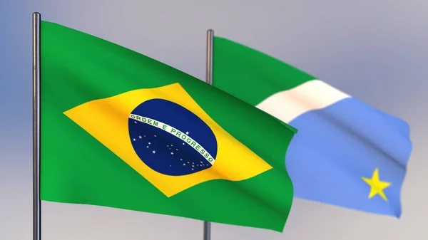 Mato Grosso Do Sul Bandera 3D ondeando en el viento . — Foto de Stock