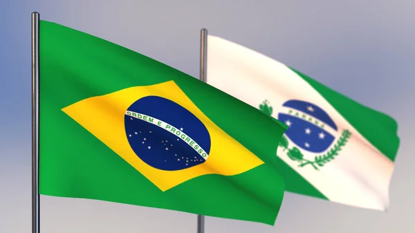 Bandeira 3D da Paraíba acenando ao vento . — Fotografia de Stock