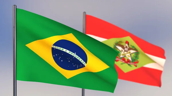 Santa Catarina 3D flag waving in wind. — Stock Photo, Image