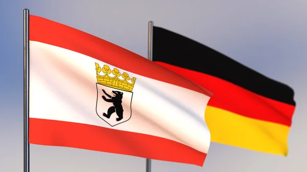 Bandeira 3D de Berlim acenando no vento . — Fotografia de Stock