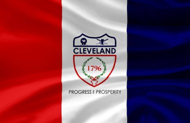 Cleveland bayrak illüstrasyon sallayarak.