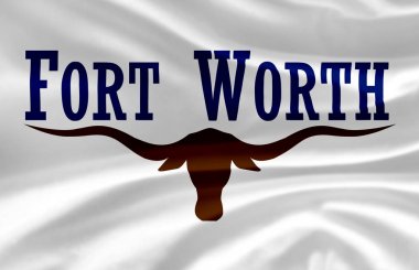 Fort Worth Texas bayrak illüstrasyon sallayarak.