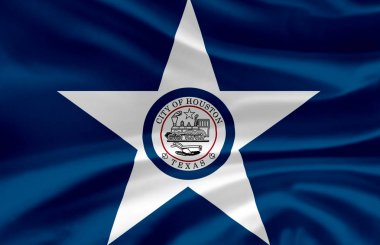 Houston Texas dalgalı bayrak illüstrasyon.