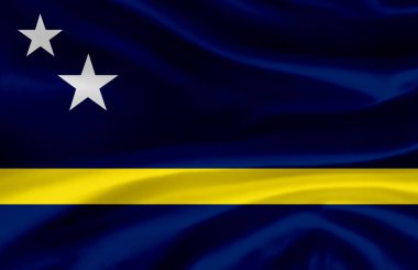 Curacao dalgalı bayrak illüstrasyon.