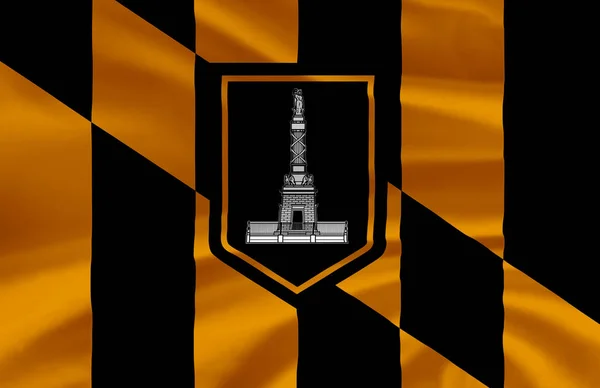 Baltimore City waving flag illustration.