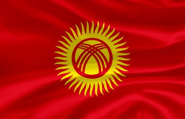 Kırgızistan bayrak illüstrasyon sallayarak.