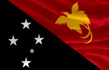 Papua Yeni Gine bayrak illüstrasyon sallayarak.