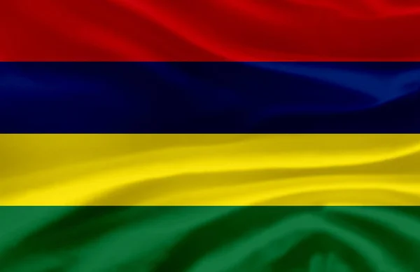 Mauritius zwaaiende vlag illustratie. — Stockfoto