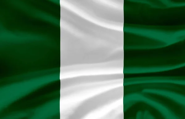 Nigeria zwaaiende vlag illustratie. — Stockfoto