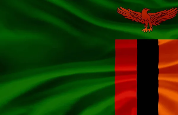 Zambia zwaaiende vlag illustratie. — Stockfoto