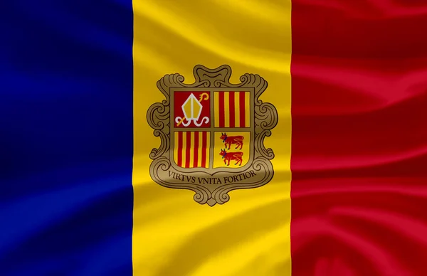 Andorra ondeando bandera ilustración . — Foto de Stock