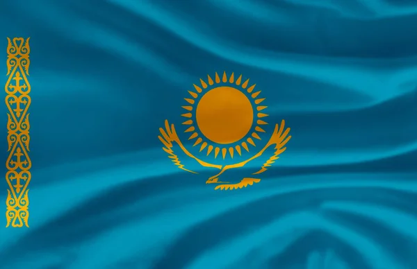 Kazachstan zwaaien vlag illustratie. — Stockfoto