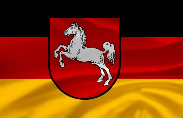 Baixo Saxônia acenando bandeira ilustração . — Fotografia de Stock
