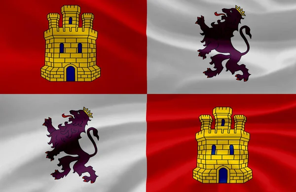 Castilla Y Leon hullámzó zászló illusztráció. — Stock Fotó