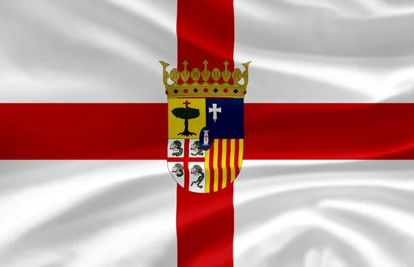 Zaragoza zwaaiende vlag illustratie. — Stockfoto