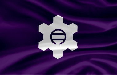 Tsukigata bayrak illüstrasyon sallayarak.