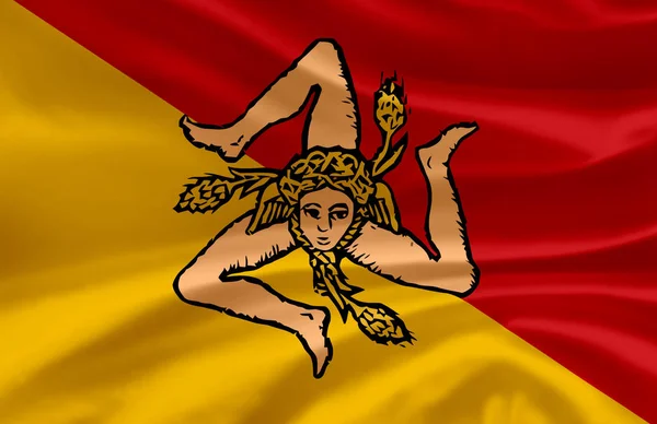 Sicilië zwaaien vlag illustratie. — Stockfoto