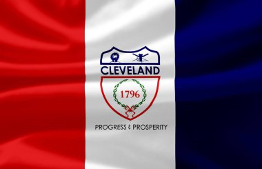 Cleveland bayrak illüstrasyon sallayarak.