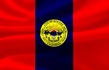 Downey California dalgalı bayrak illüstrasyon.