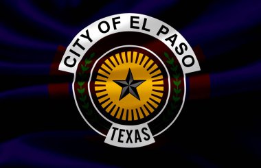 El Paso Texas bayrak illüstrasyon sallayarak.