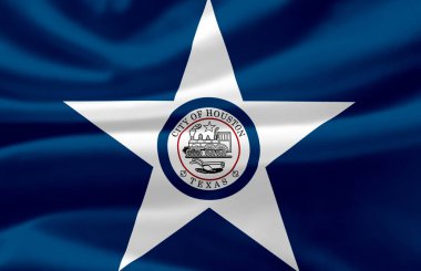 Houston Texas dalgalı bayrak illüstrasyon.