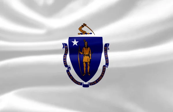 Massachusetts waving flag illustration. — Stock Photo, Image