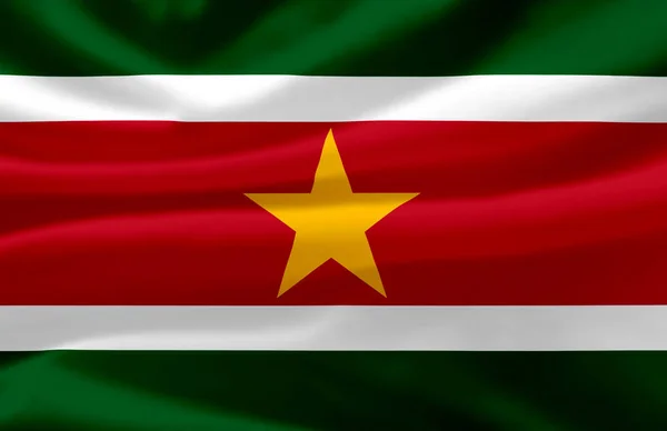 Surinaamse zwaaiende vlag illustratie. — Stockfoto