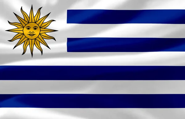 Uruguay zwaaien vlag illustratie. — Stockfoto