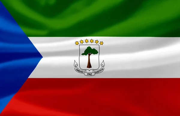 Egyenlítői-Guinea integetett zászló illusztráció. — Stock Fotó