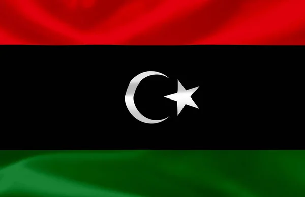 Libyen viftande flagga illustration. — Stockfoto