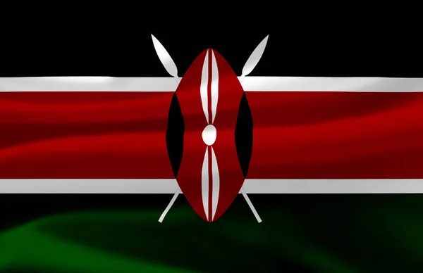 Kenia zwaaiende vlag illustratie. — Stockfoto