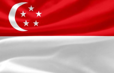Singapur dalgalı bayrak illüstrasyon.
