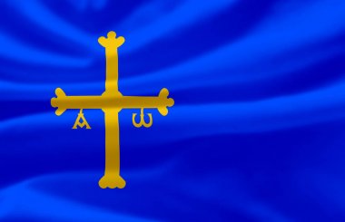 Asturias bayrak illüstrasyon sallayarak.